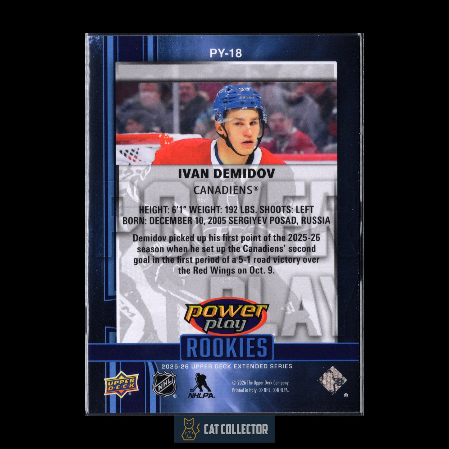 2025-26 UD Extended Series IVAN DEMIDOV #PY-18 Power Play Rookies RC