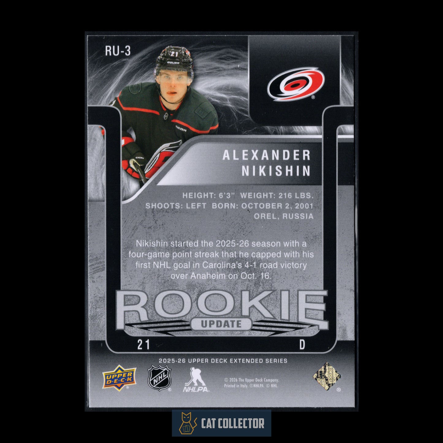 2025-26 Upper Deck Extended series ALEXANDER NIKISHKIN #RU-3 Rookie Update /1999
