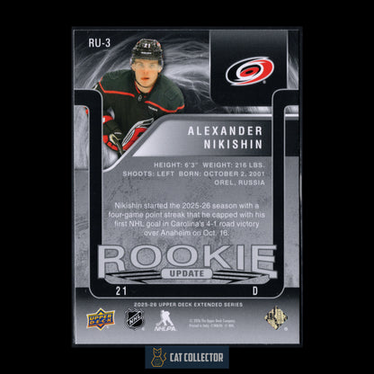 2025-26 Upper Deck Extended series ALEXANDER NIKISHKIN #RU-3 Rookie Update /1999