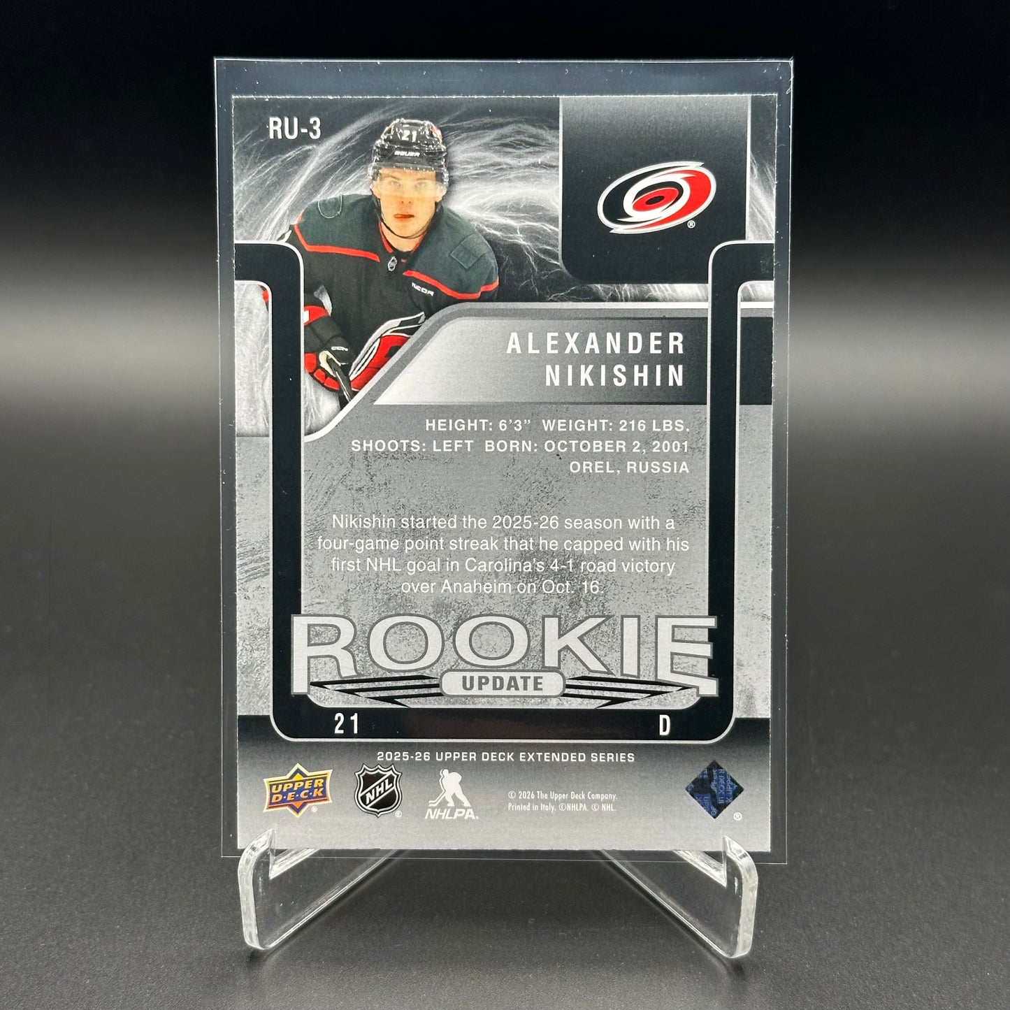 2025-26 Upper Deck Extended series ALEXANDER NIKISHKIN #RU-3 Rookie Update /1999