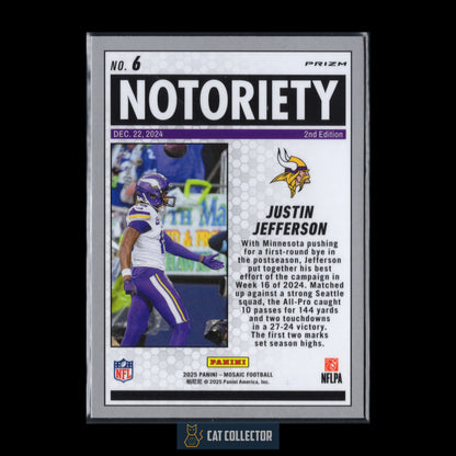 2025 Panini Mosaic JUSTIN JEFFERSON #6 Notoriety Red