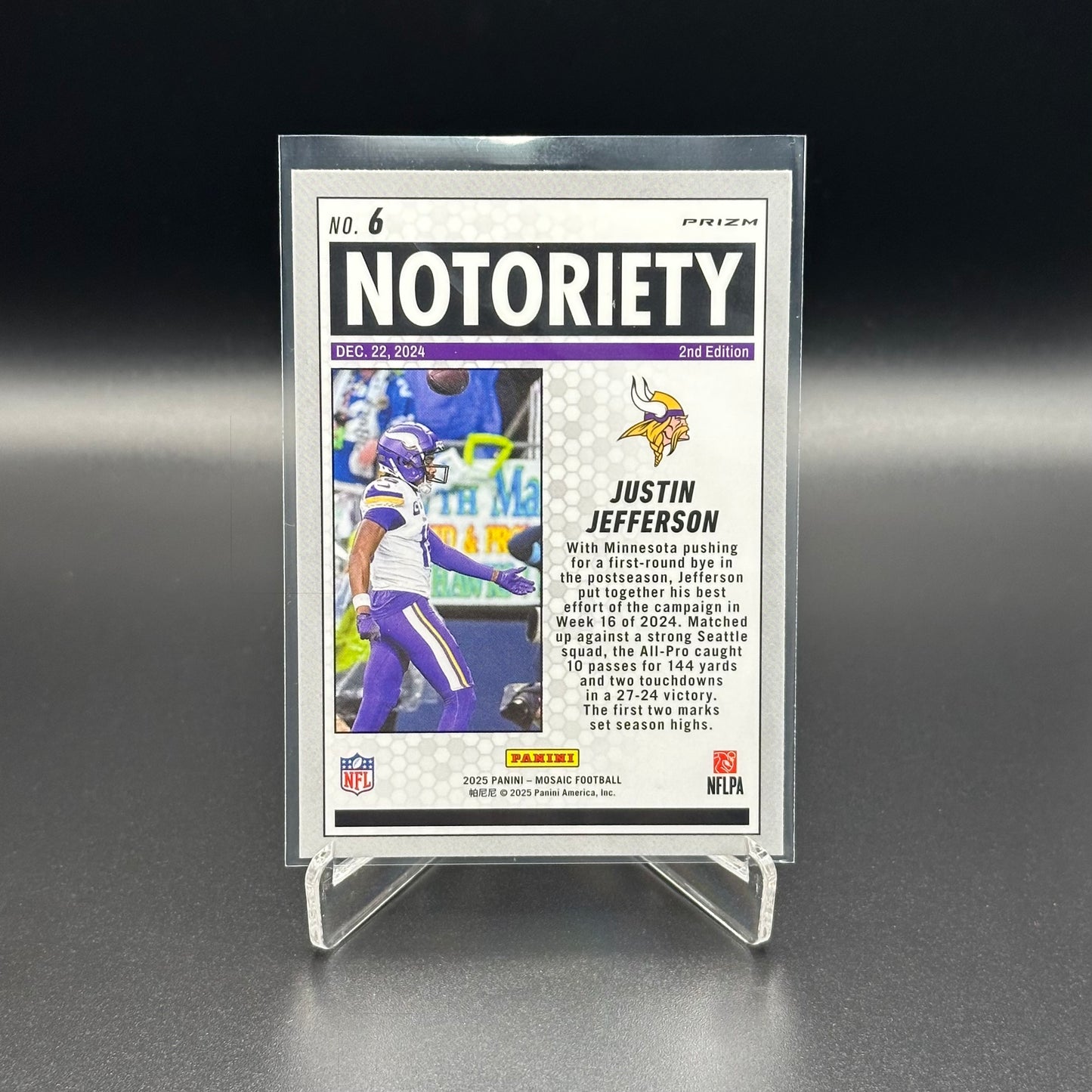 2025 Panini Mosaic JUSTIN JEFFERSON #6 Notoriety Red