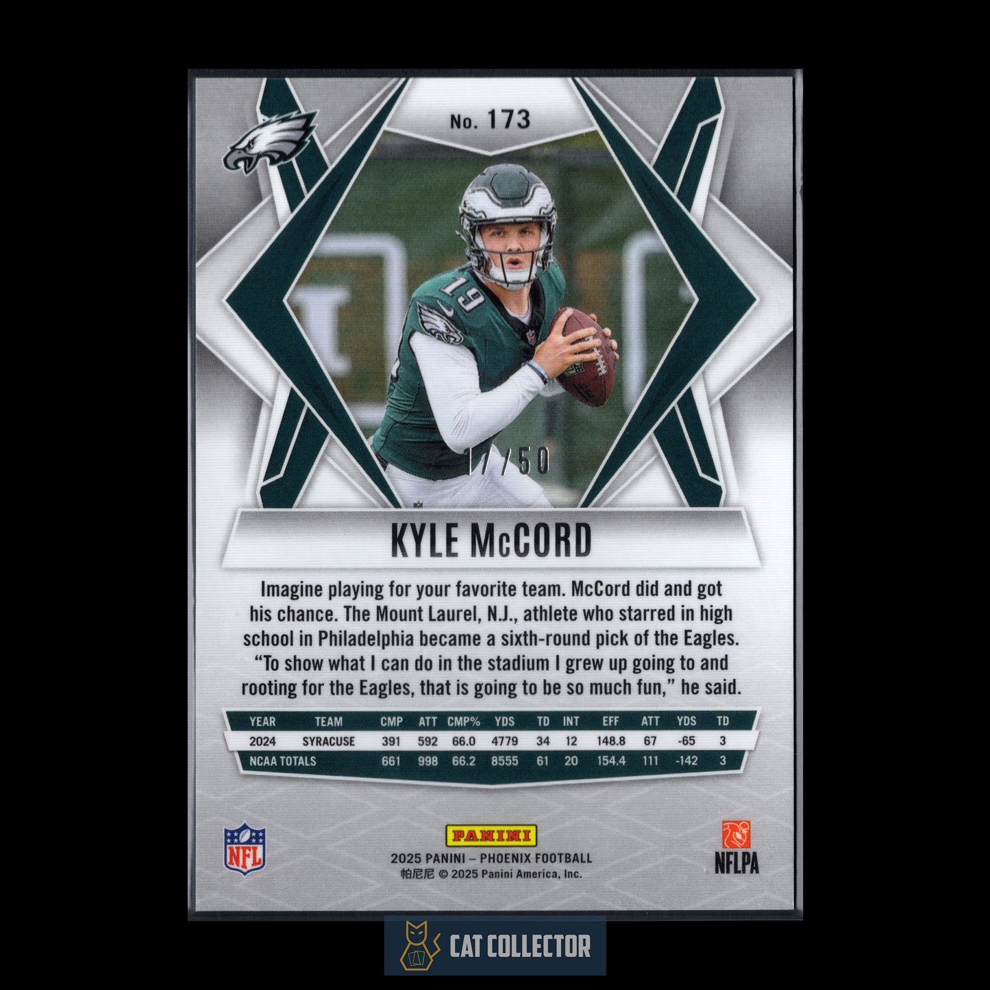 2025 Panini Phoenix KYLE MCCORD #173 Rookie Teal Mojo /50 RC