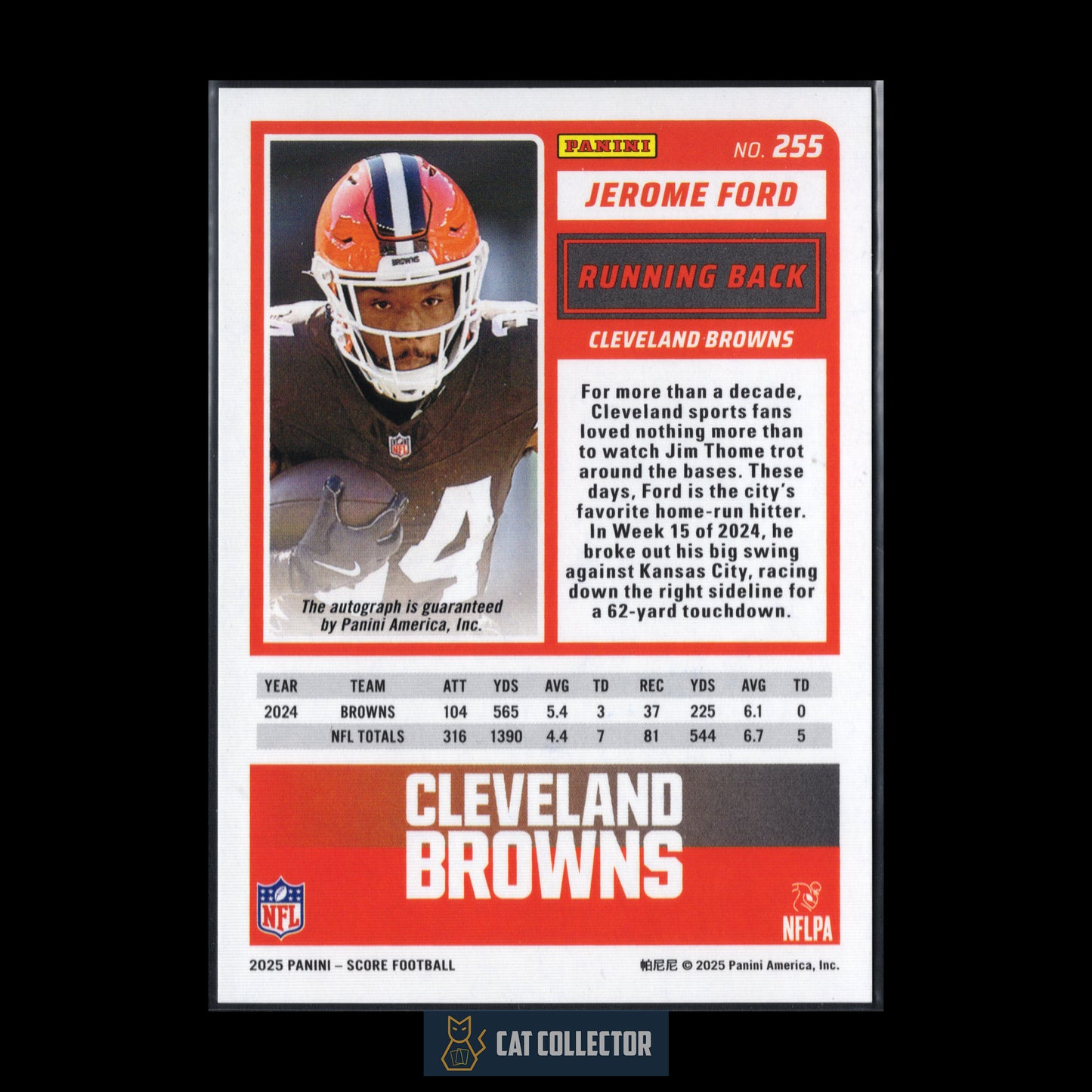 2025 Panini Score JEROME FORD #255 Green Auto
