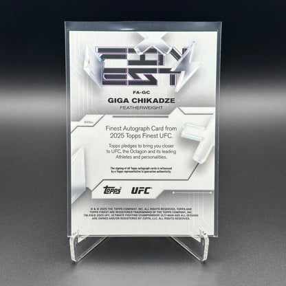 2025 Topps Finest UFC GIGA CHIKADZE #FA-GC Refractor Blue Checkerboard /75 Auto