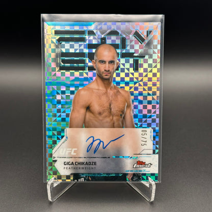 2025 Topps Finest UFC GIGA CHIKADZE #FA-GC Refractor Blue Checkerboard /75 Auto