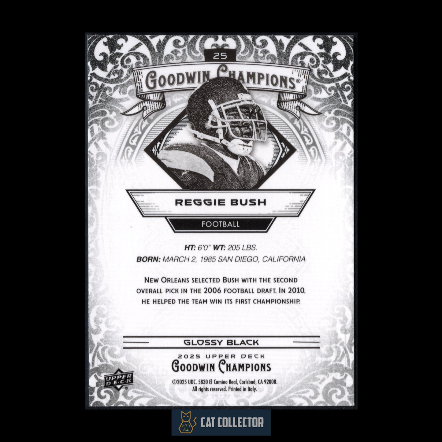 2025 Upper Deck Goodwin Champions REGGIE BUSH #25 Glossy Black