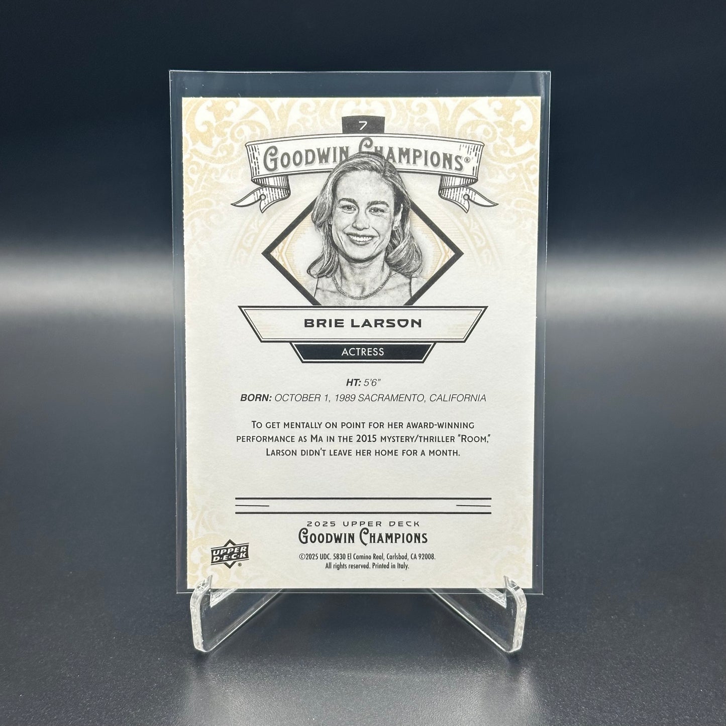 2025 Upper Deck Goodwin Champions BRIE LARSON #7 Actress