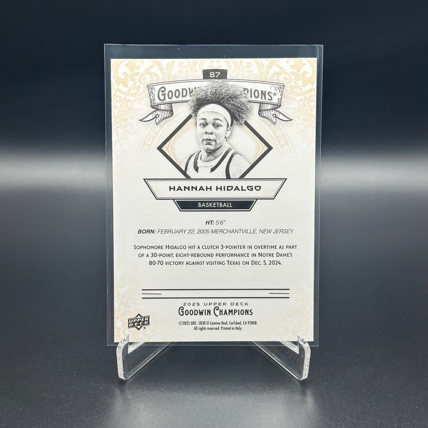2025 Upper Deck Goodwin Champions HANNAH HIDALGO #87