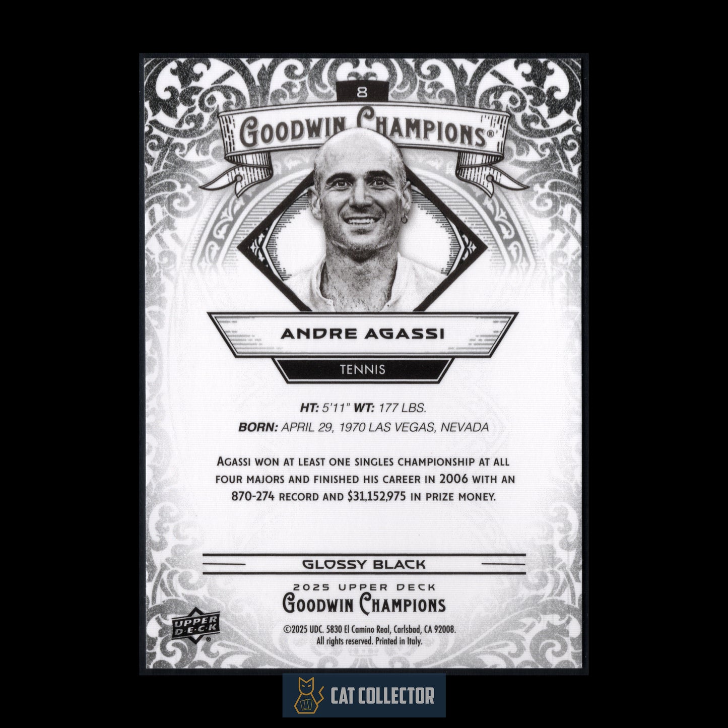 2025 Upper Deck Goodwin Champions ANDRE AGASSI #8 Tennis Glossy Black