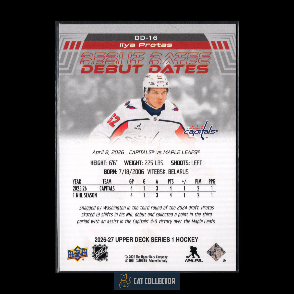 2026-27 UD Series 1 ILYA PROTAS #DD-16 Debut Dates RC