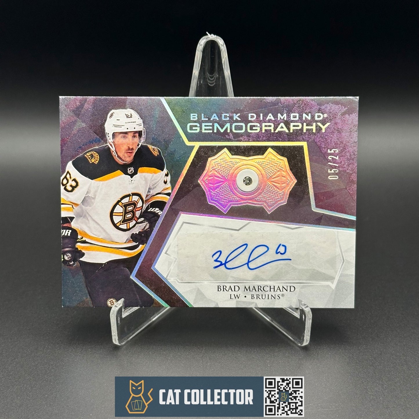 2020-21 UD Black Diamond BRAD MARCHAND #G-BM Gemography /25 Auto