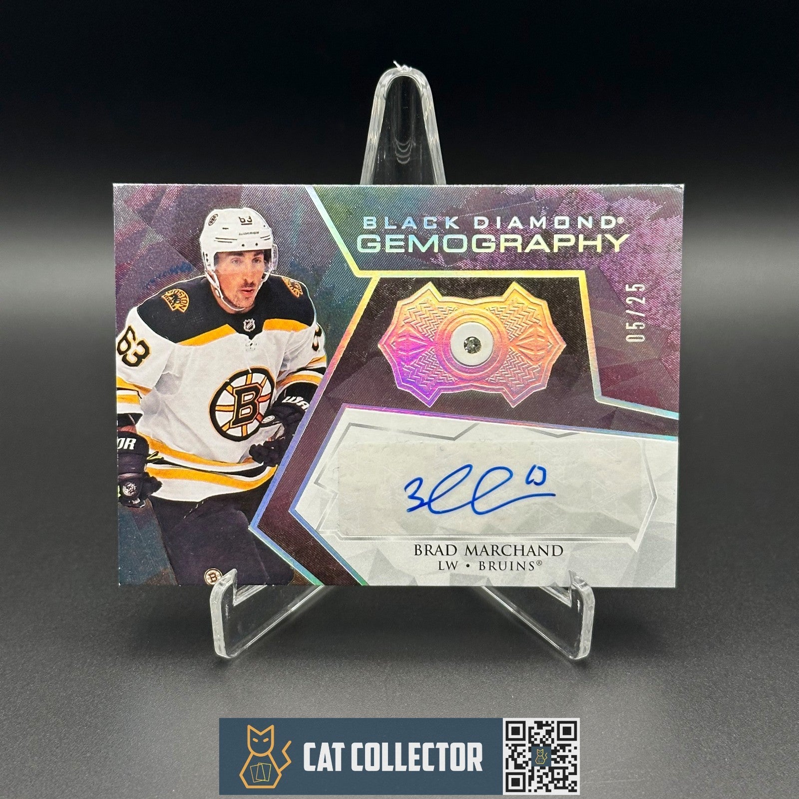 2020-21 UD Black Diamond BRAD MARCHAND #G-BM Gemography /25 Auto