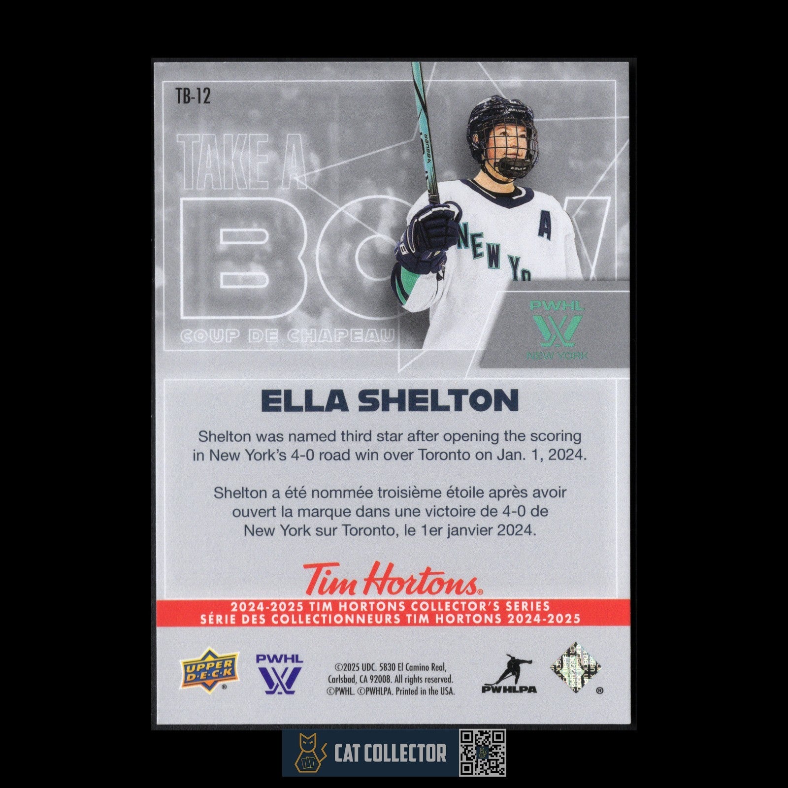 2024-25 UD Tim Hortons ELLA SHELTON #TB-12 PWHL Take a Bow
