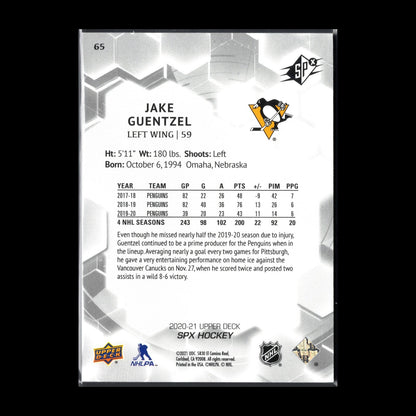 2020-21 Upper Deck SPx JAKE GUENTZEL #65 /299 - Pittsburgh Penguins