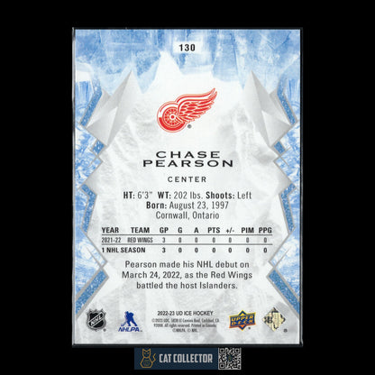 2022-23 UD Ice CHASE PEARSON #130 Green Rookie RC - Detroit Red Wings