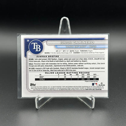 2024 Topps Bowman JUNIOR CAMINERO #20 Prospect RC - Tampa Bay Rays