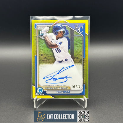2024 Bowman Chrome TONY RUIZ #CPA-TR Yellow Refractor Auto 58/75