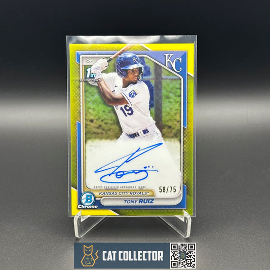 2024 Bowman Chrome TONY RUIZ #CPA-TR Yellow Refractor Auto 58/75