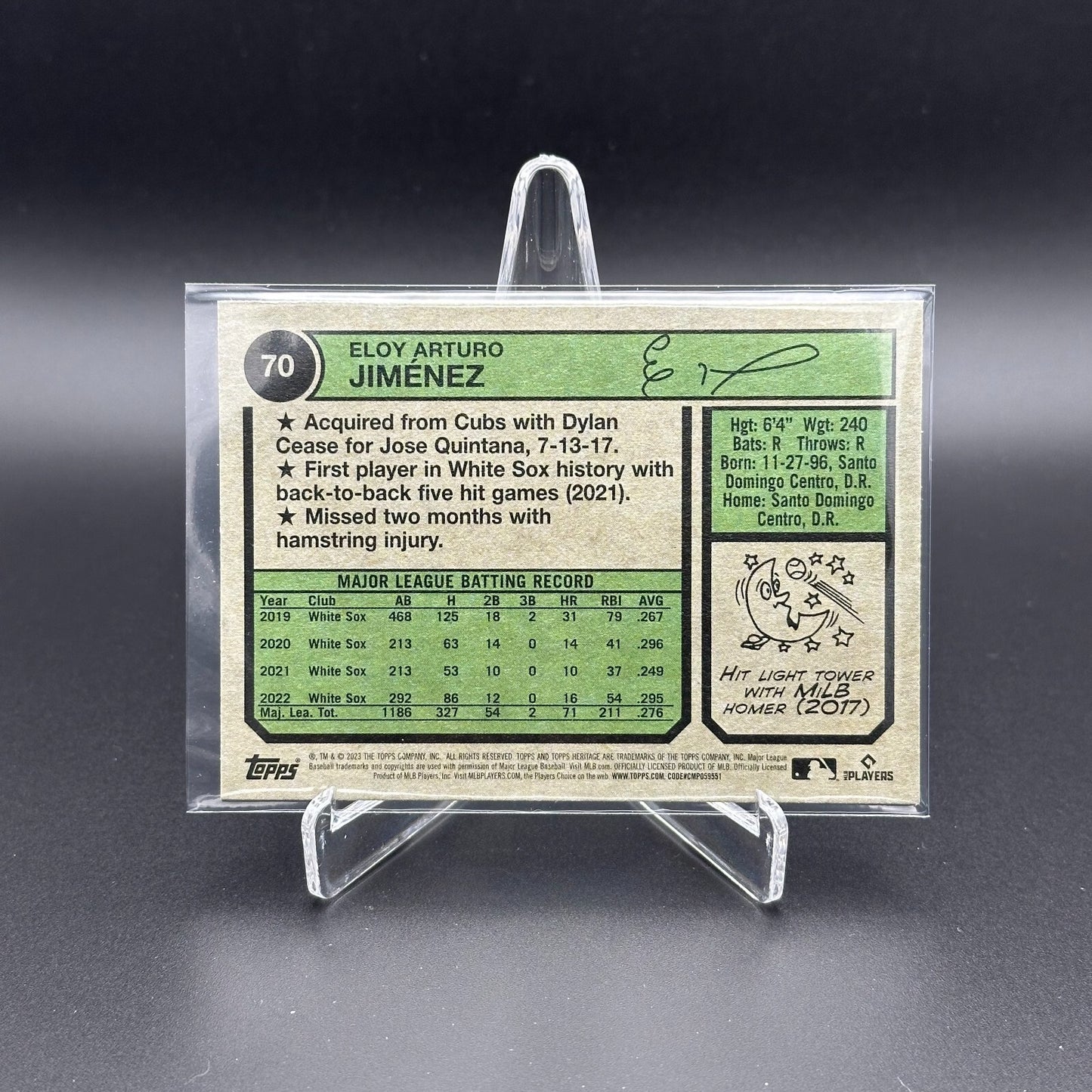 2023 Topps Heritage ELOY JIMENEZ #70 Chrome Purple Refractor - Chicago White Sox