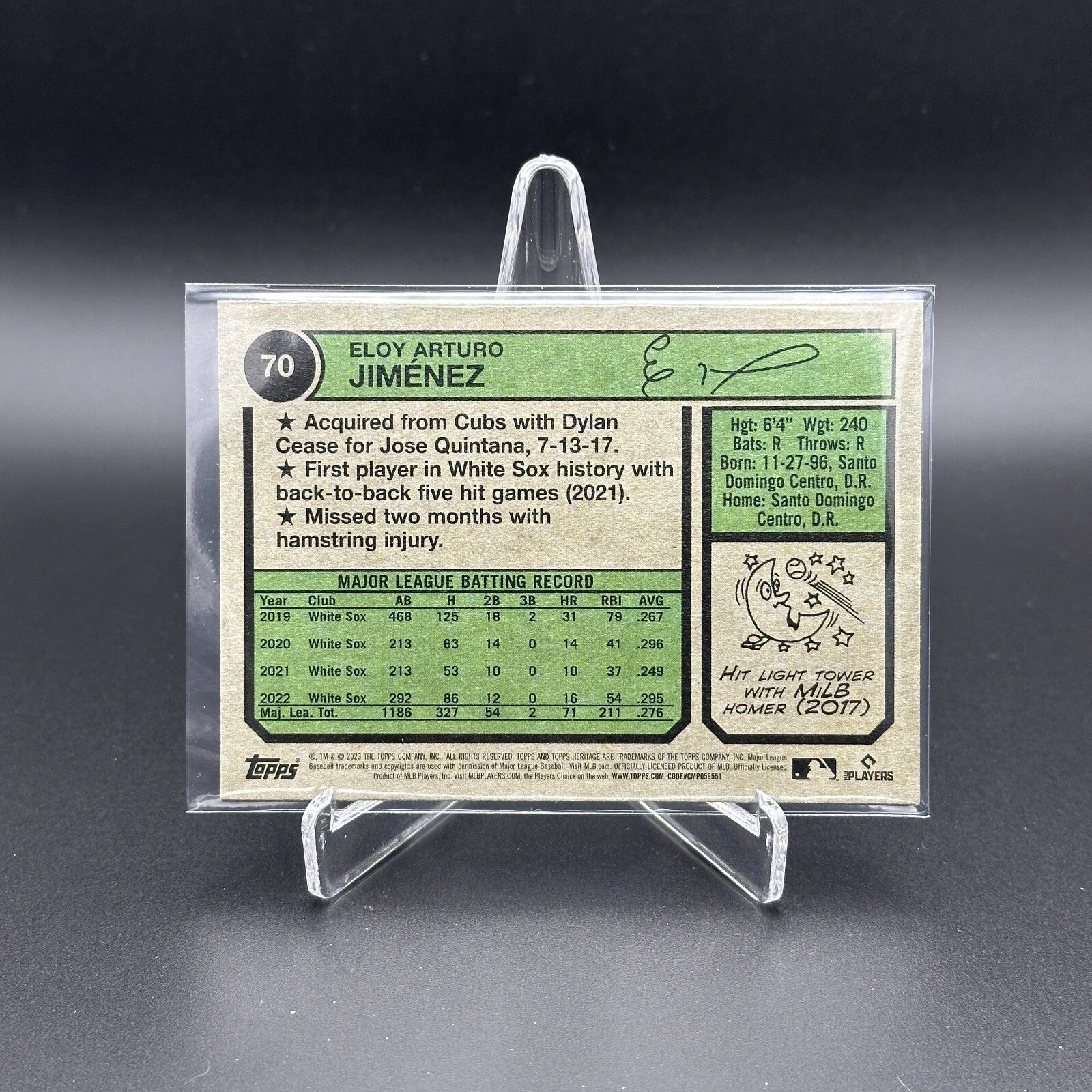 2023 Topps Heritage ELOY JIMENEZ #70 Chrome Purple Refractor - Chicago White Sox