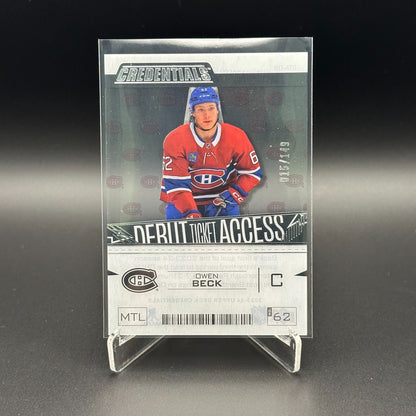 2023-24 UD Credentials OWEN BECK #DTA-OB Debut Ticket Access /149 Rookie RC