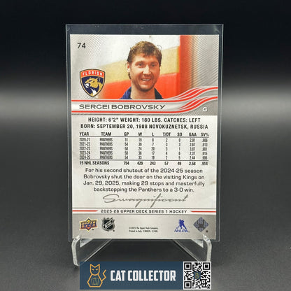 2025-26 UD Series 1 SERGEI BOBROVSKY #74 Swagnificent Variation SSP - Case Hit