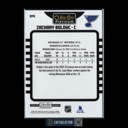 2024-25 O-Pee-Chee Platinum ZACHARY BOLDUC #R74 Retro Rookie RC
