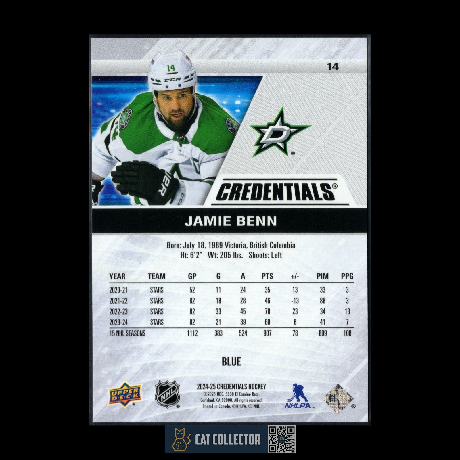 2024-25 UD Credentials JAMIE BENN #14 Blue /299