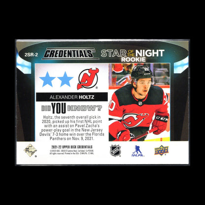 2021-22 UD Credentials ALEXANDER HOLTZ #2SR-2 Second Star of the Night Rookie