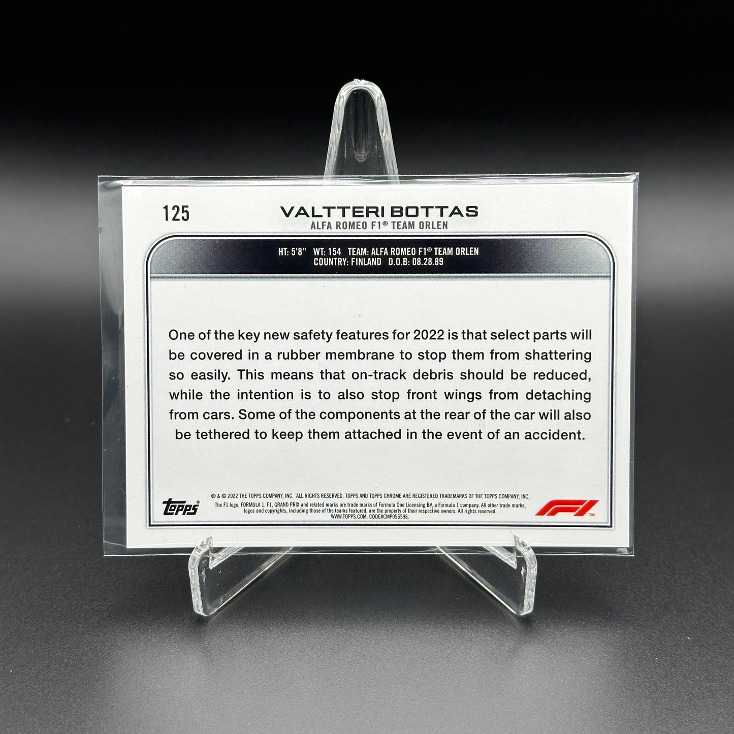 2022 Topps Chrome F1 Formula 1 VALTTERI BOTTAS #125 - Alfa Romeo