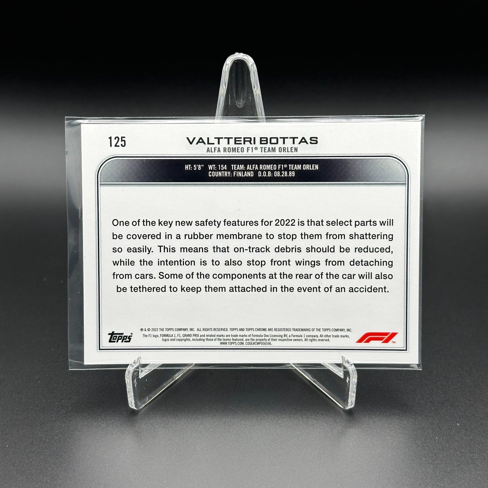 2022 Topps Chrome F1 Formula 1 VALTTERI BOTTAS #125 - Alfa Romeo
