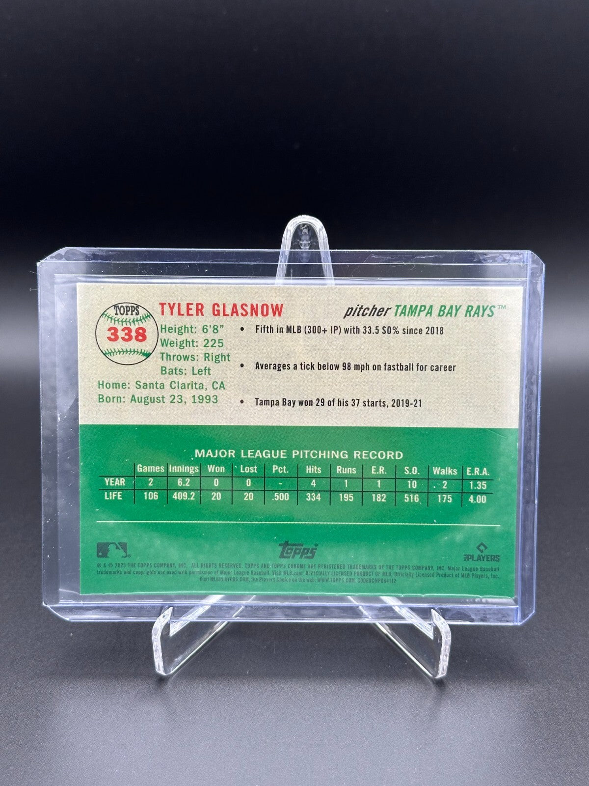 2023 Topps Chrome Platinum TYLER GLASNOW #338 Toile Cream/RoseGold Refractor /75