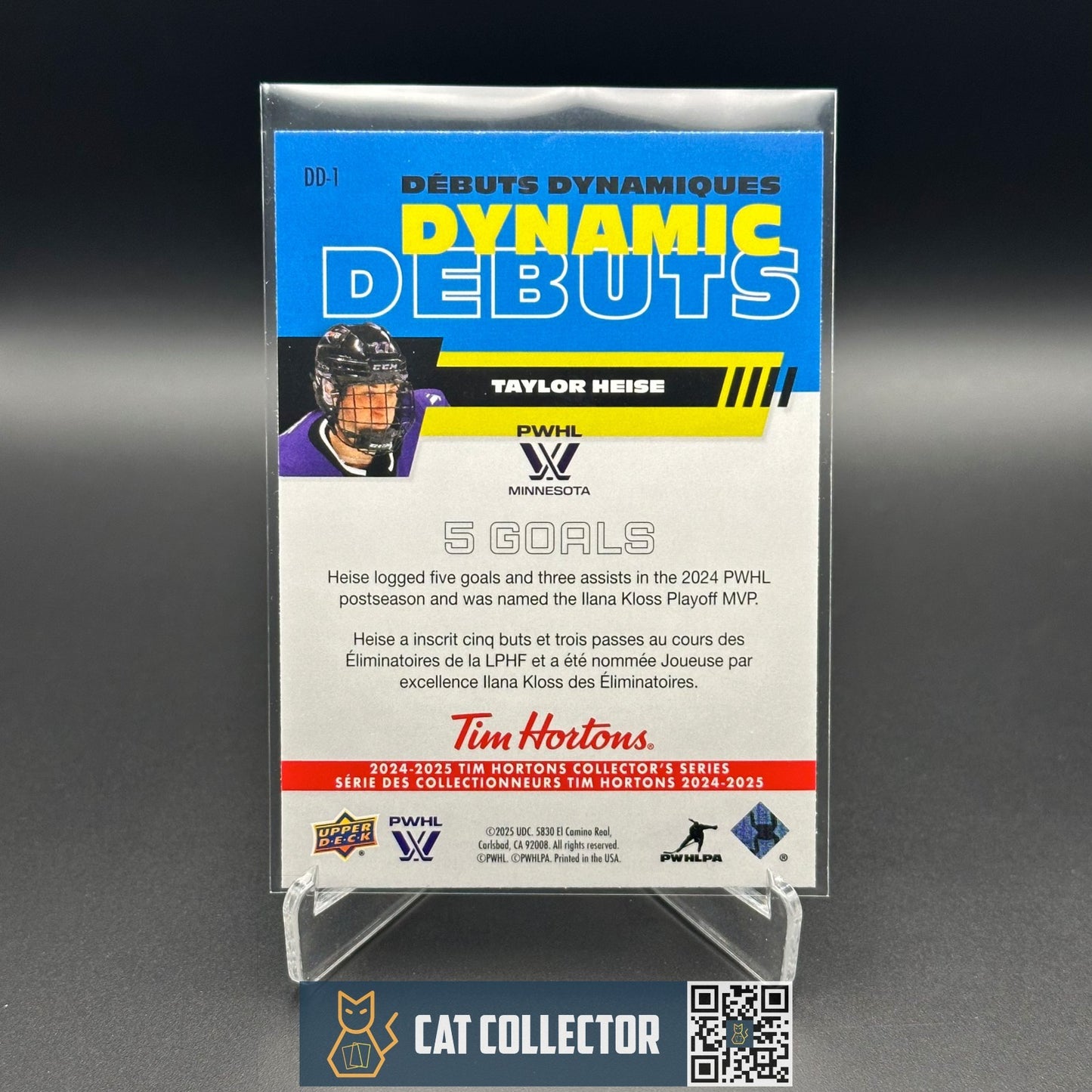 2024-25 UD Tim Hortons TAYLOR HEISE #DD-1 Dynamic Debuts PWHL Minnesota Frost