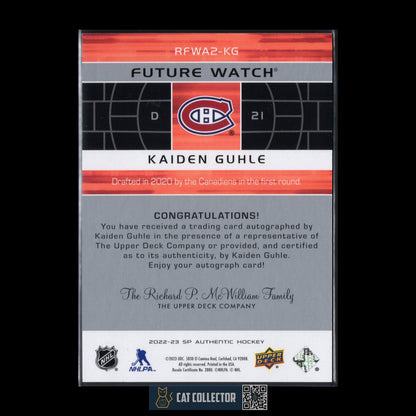 2022-23 SP Authentic KAIDEN GUHLE #RFWA2-KG Retro Future Watch Auto RC /399 Auto