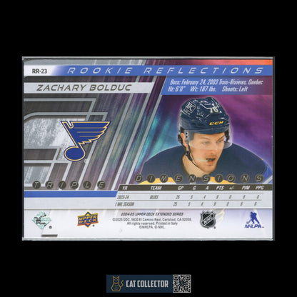 2024-25 Extended series ZACHARY BOLDUC #RR-23 Triple Dimensions Reflections RC