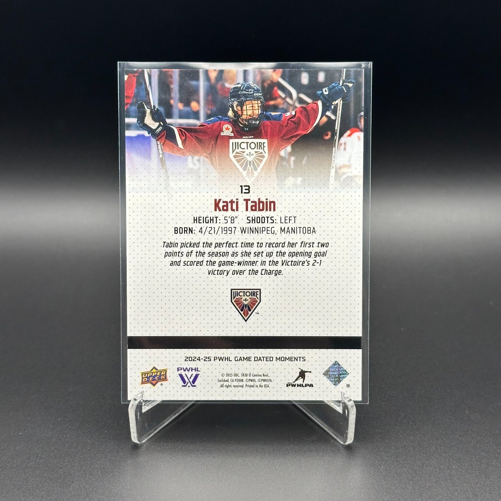 2024-25 UD PWHL Game Dated Moments KATI TABIN #13 ONLINE EXCUSIVE!