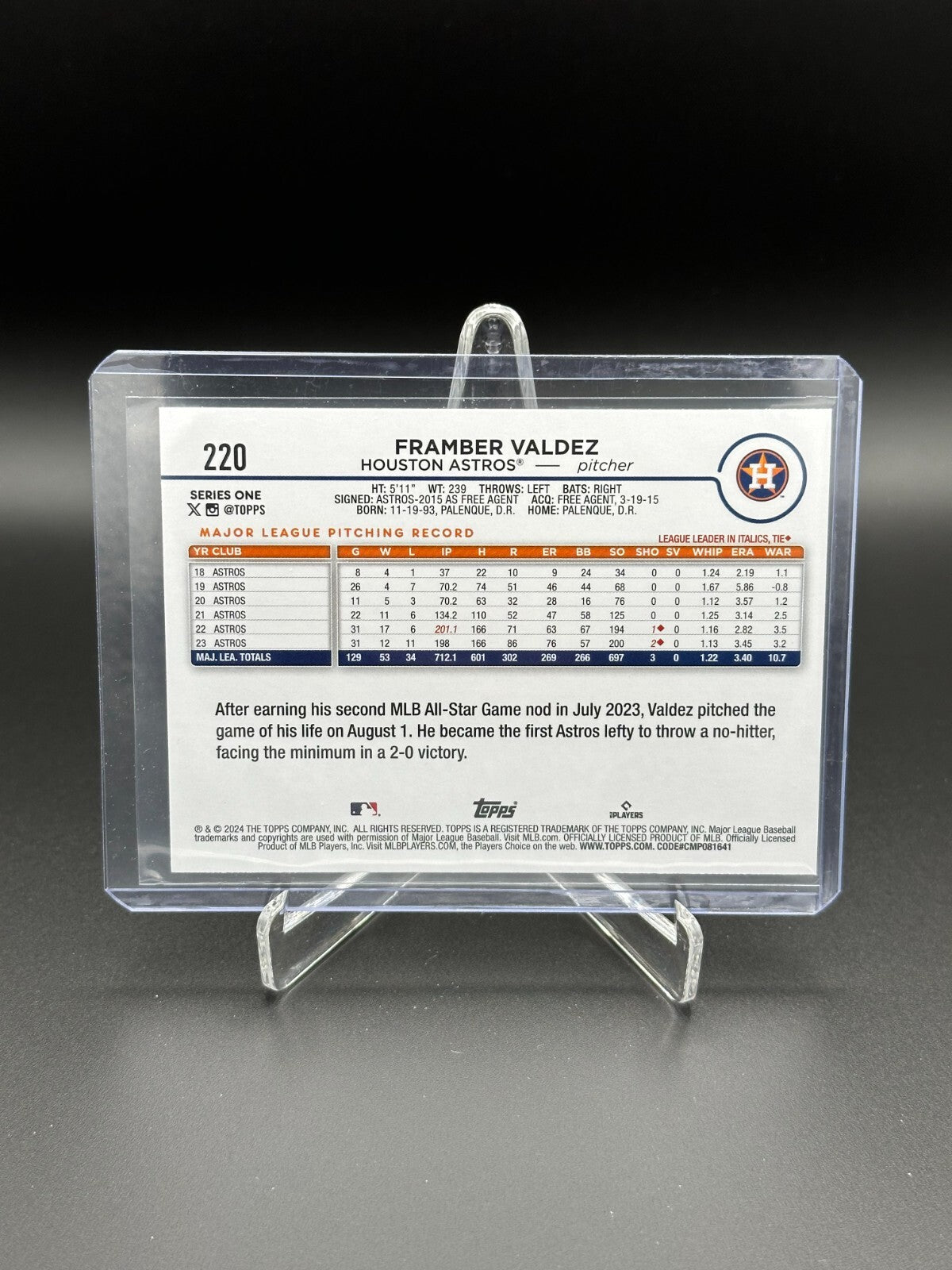 2024 Topps Series 1 FRAMBER VALDEZ #220 Easter Holiday Foil