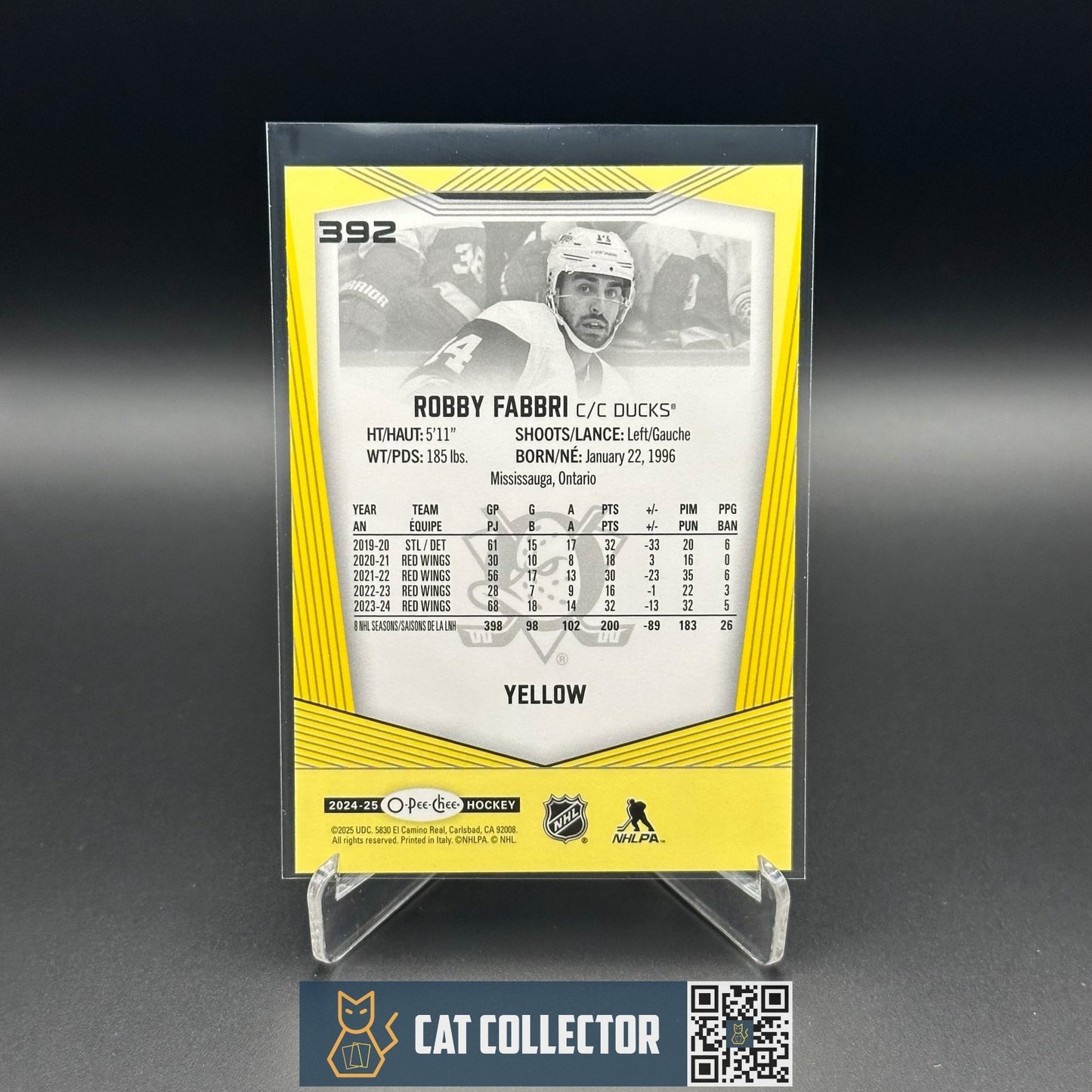 2024-25 O-Pee-Chee ROBBY FABBRI #392 Yellow border - Detroit Red Wings