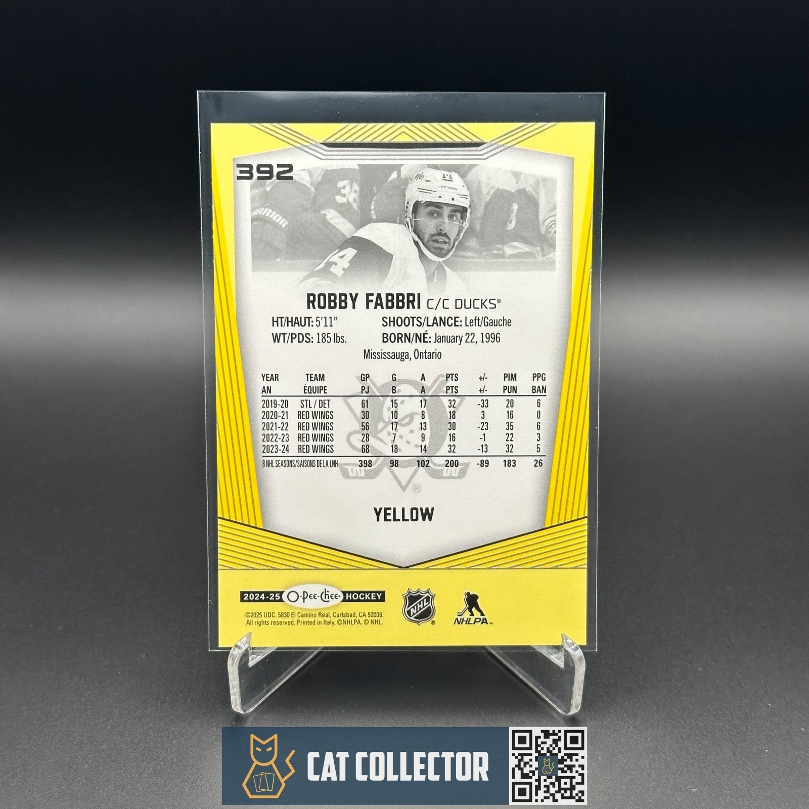 2024-25 O-Pee-Chee ROBBY FABBRI #392 Yellow border - Detroit Red Wings