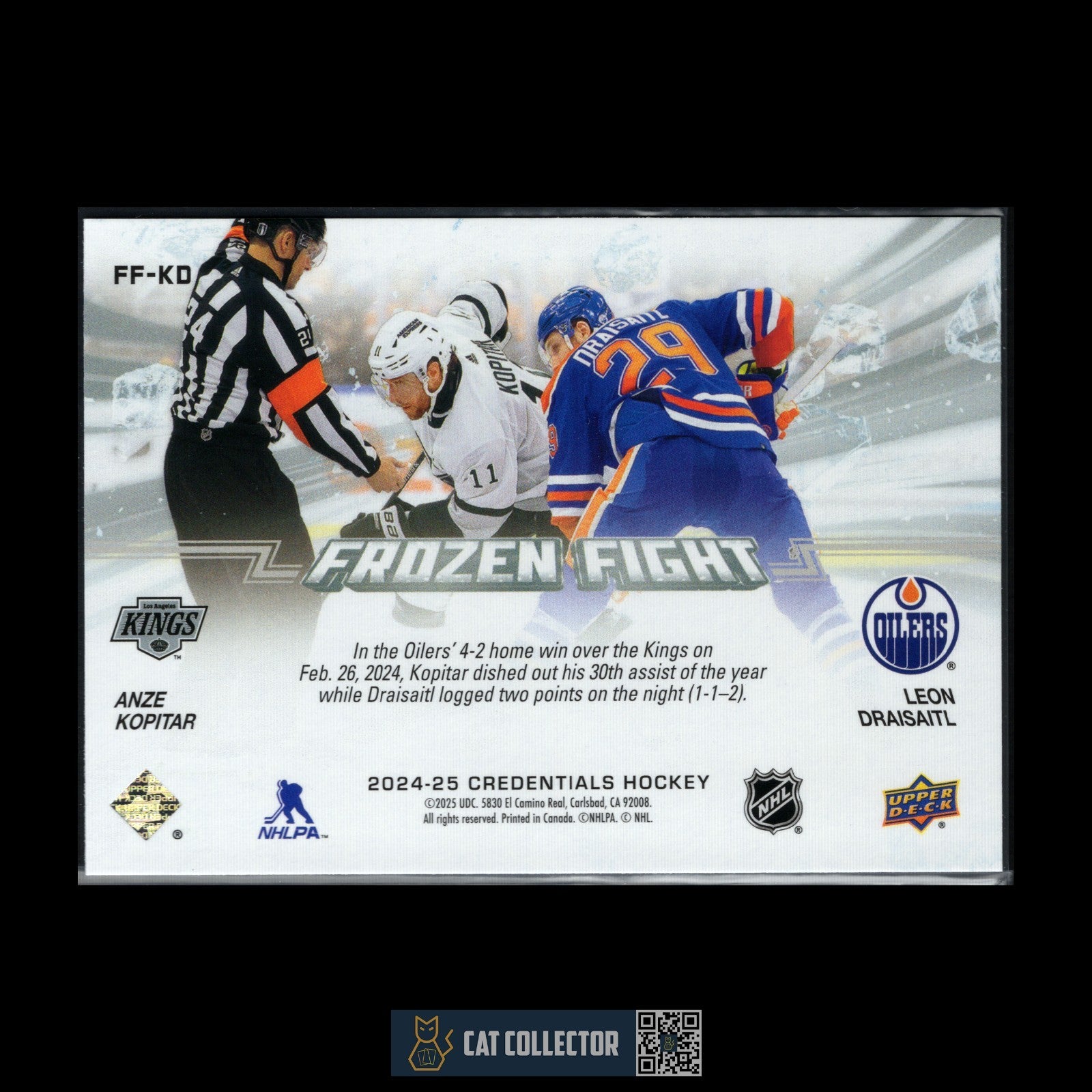 2024-25 UD Credentials ANZE KOPITAR / LEON DRAISAITL #FF-KD Frozen Fight