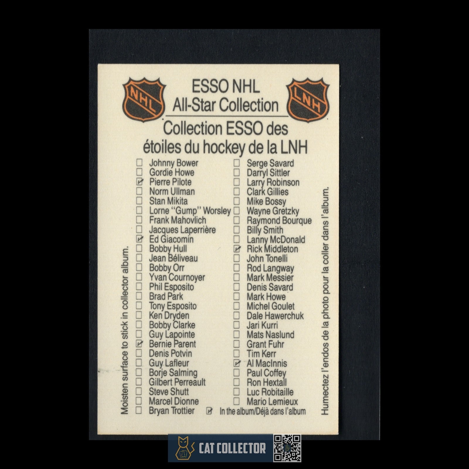 1988-89 LNH Esso All-Star Collection JEAN BELIVEAU Montreal Canadiens
