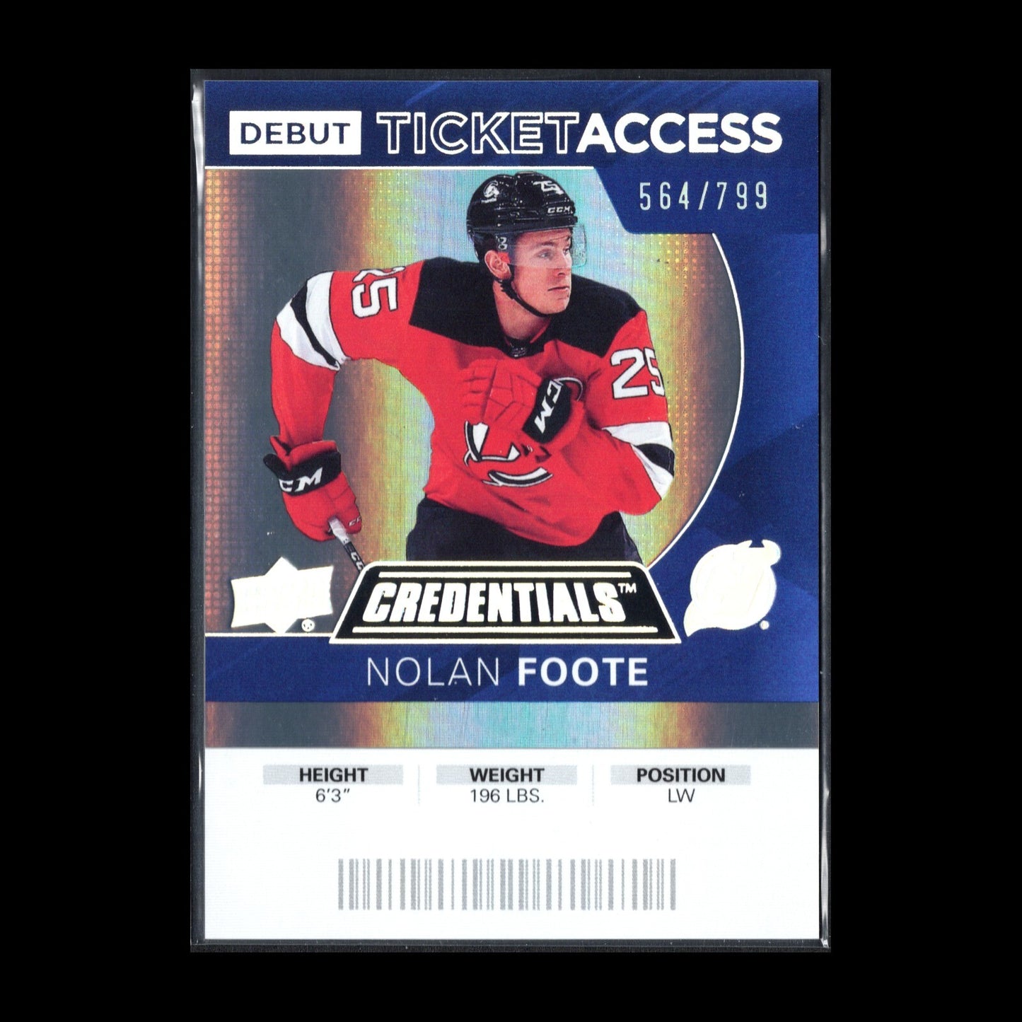 2020-21 UD Credentials NOLAN FOOTE #101 Debut Ticket Access RC /799 - NJ Devils