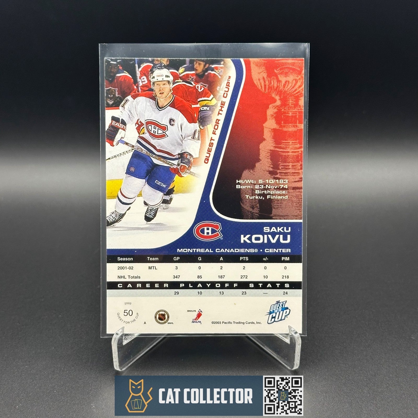 2002-03 Pacific Quest for the cup SAKU KOIVU #50