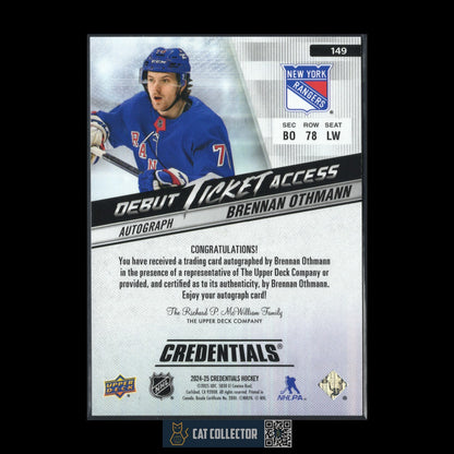 2024-25 UD Credentials BRENNAN OTHMANN #149 Debut Ticket Access AUTO /199