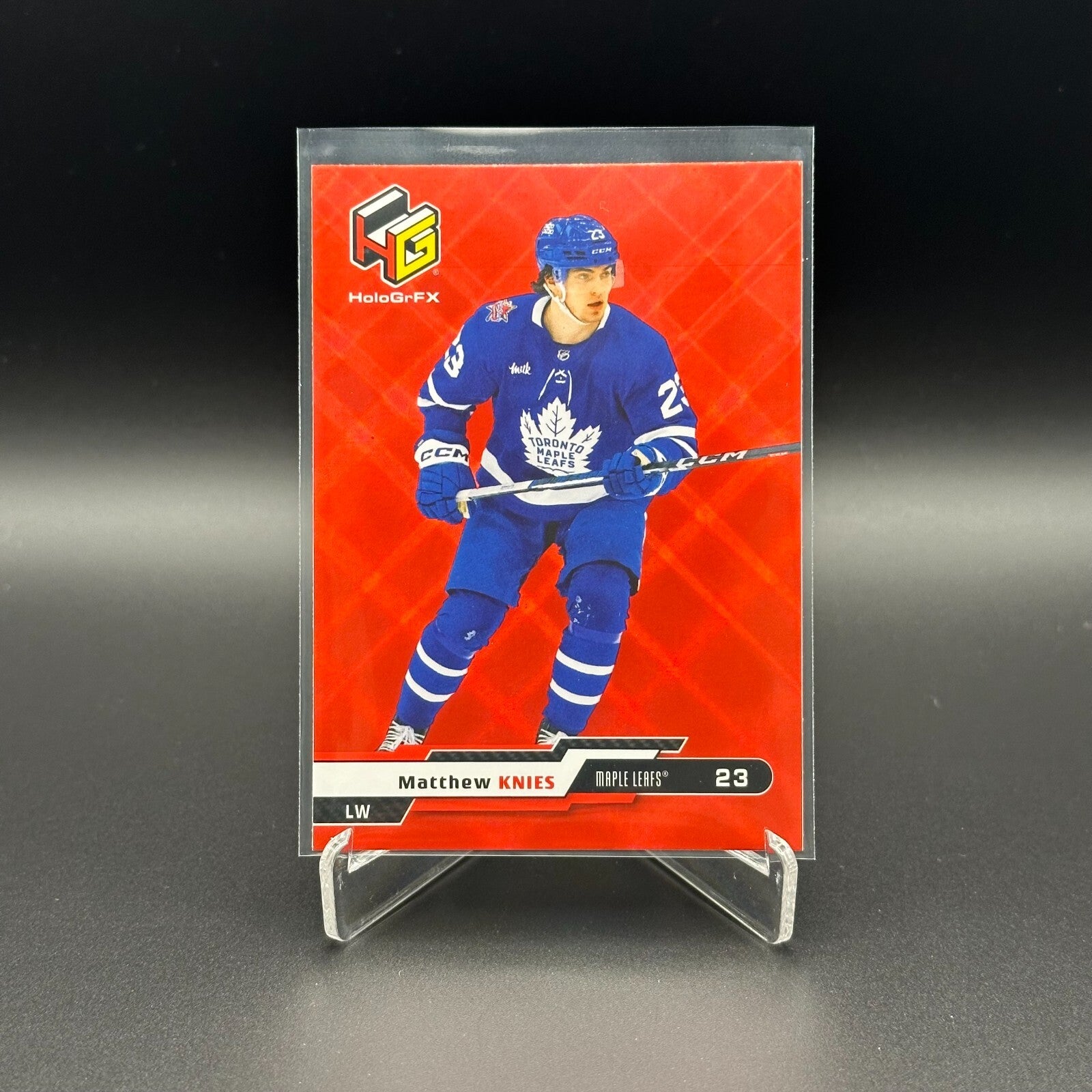 2023-24 UD Extended Series MATTHEW KNIES #HG-4 HoloGrFX Red Rookie RC