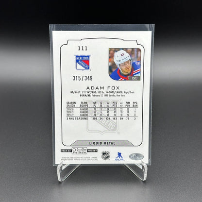 2022-23 O-Pee-Chee Platinum ADAM FOX #111 Liquid Metal 315/349 - NY Rangers