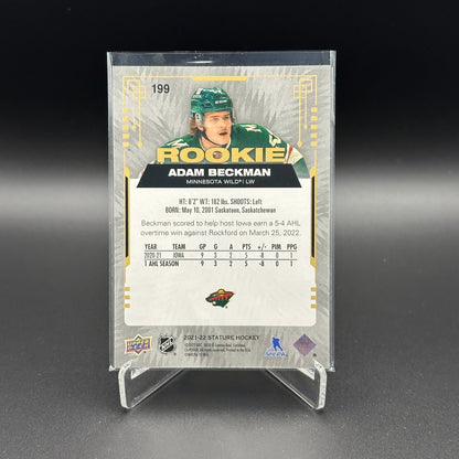 2022-23 UD Stature ADAM BECKMAN #199 Rookie RC - Minnesota Wild