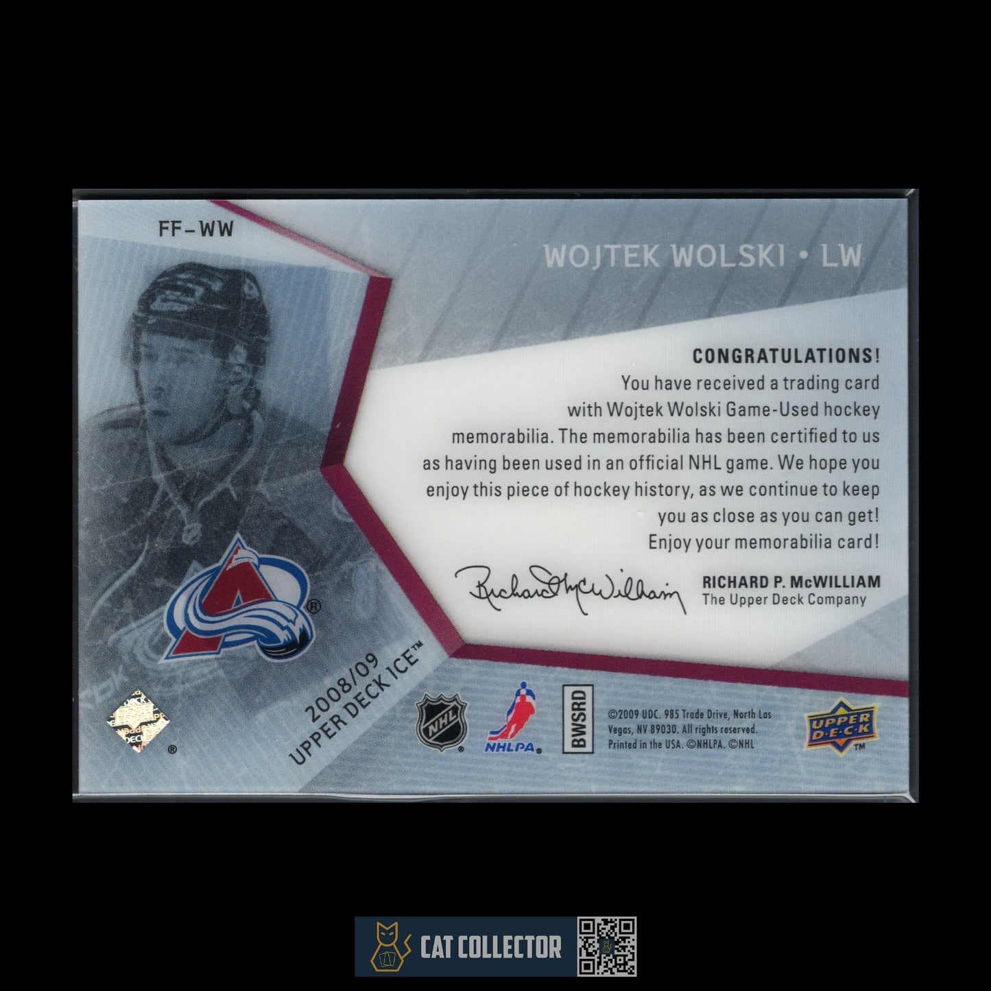 2008-09 UD Ice WOJTEK WOLSKI #FF-WW Frozen Fabrics /100 Jersey