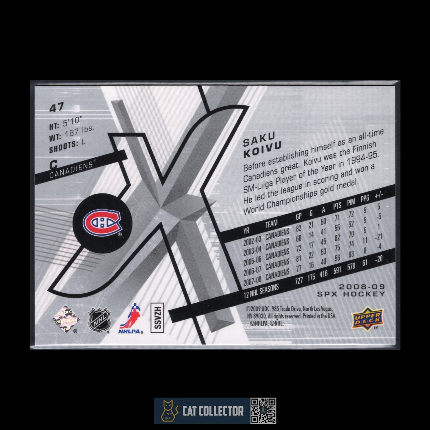 2008-09 UD SPx SAKU KOIVU #47 Montreal Canadiens